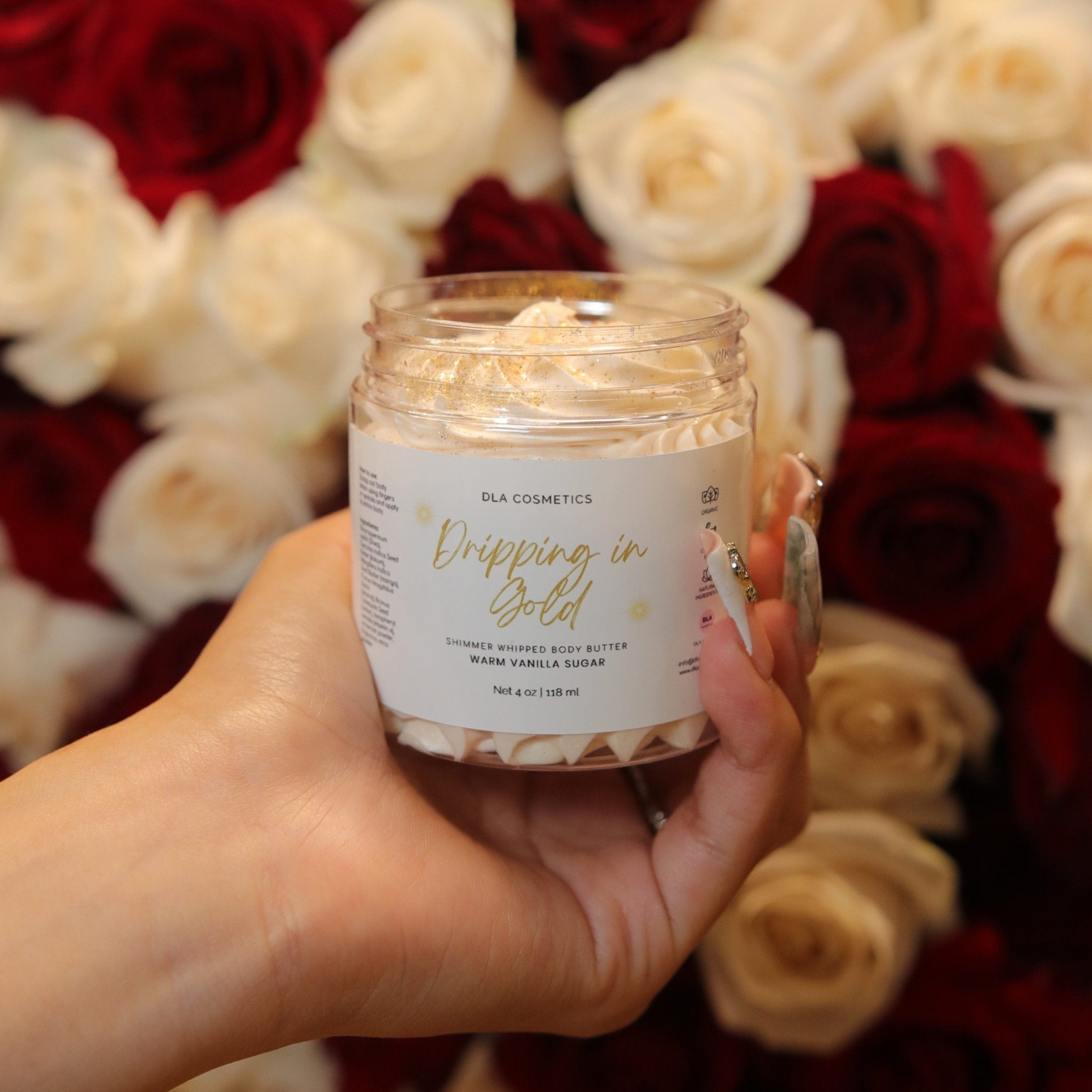 Body & Hair Glitter DRIPPING IN GOLD SHIMMER BODY BUTTER - DLA Cosmetics