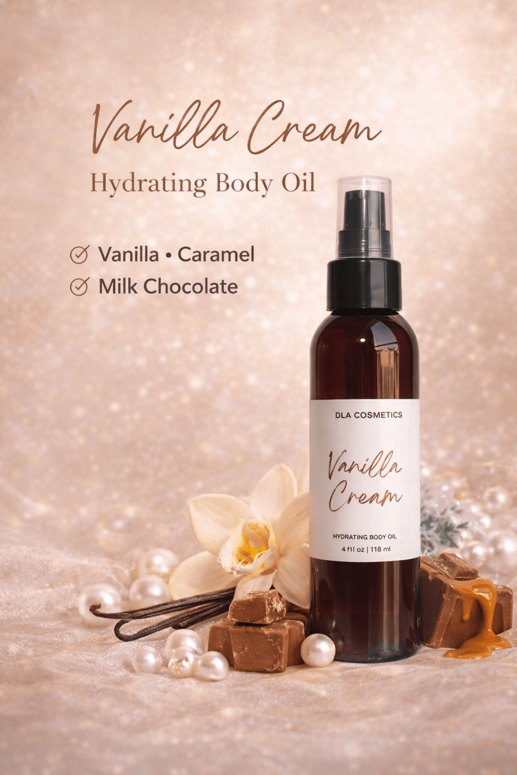 Body Oil VANILLA CREAM BODY OIL - DLA Cosmetics